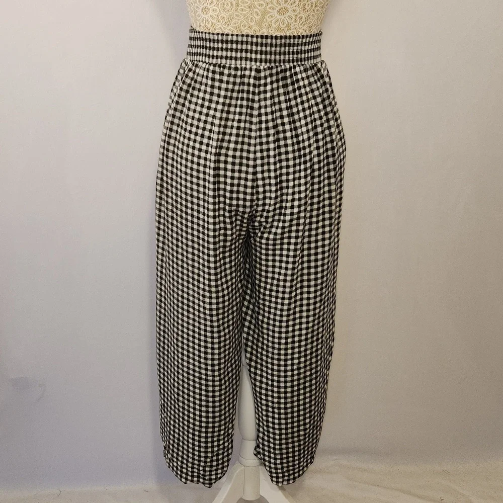 Torrid 4X Black White Gingham Print Wide Leg Elastic Back Pockets Cropped Pants